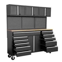 George Tools Budget établi mobile 183 cm bois de caoutchouc noir