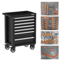 George Tools servante d'atelier 69 cm noir - remplies de 158 pièces