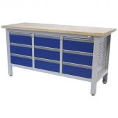 Etabli d'atelier Stockholm 9 tiroirs Contreplaqué 169 cm bleu - George Tools