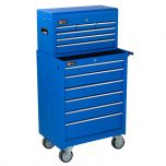 Servante d'atelier avec boîte à 12 tiroirs bleu - George Tools
