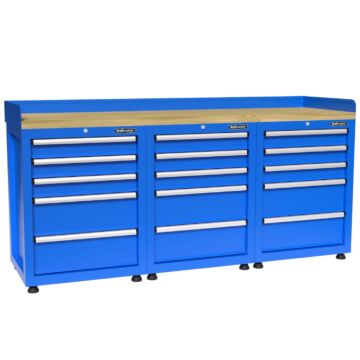 Kraftmeister Premium établi 15 tiroirs bois de caoutchouc bleu